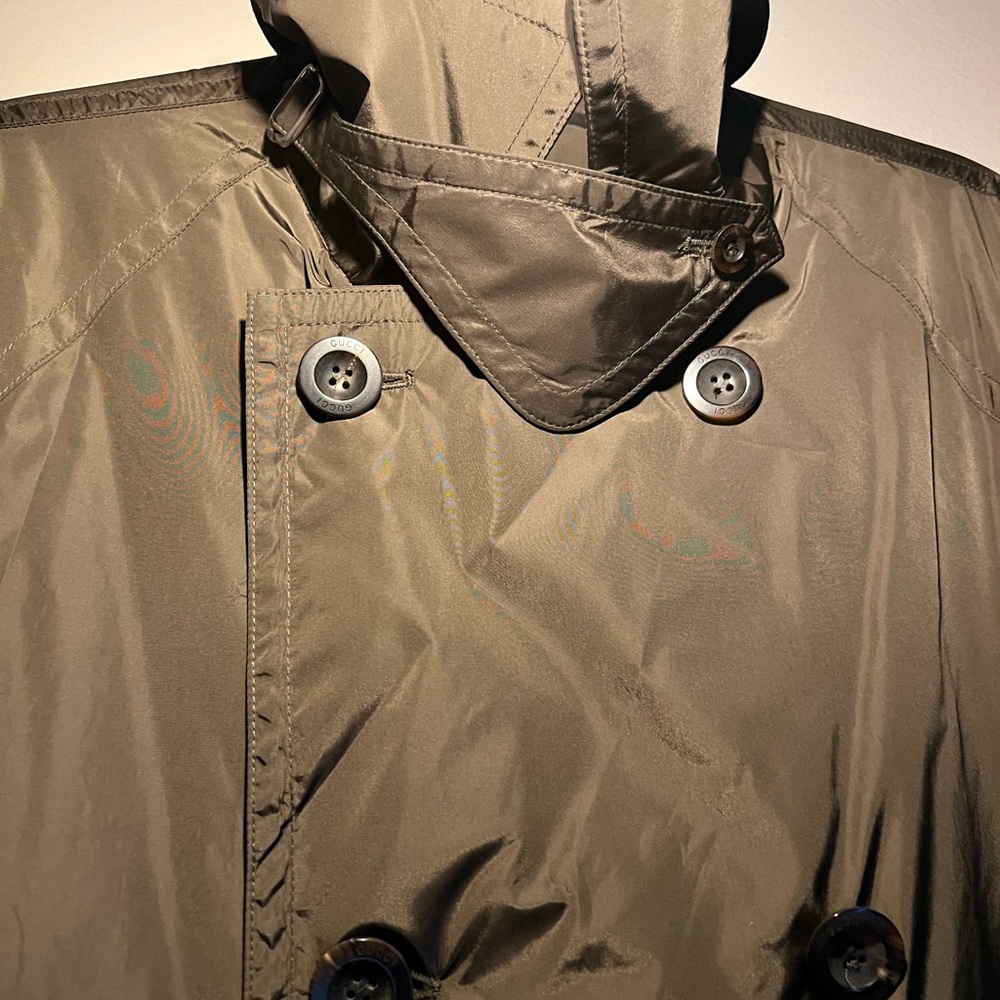 Gucci Forrest Green Double-Breasted Light Poly Trench Coat